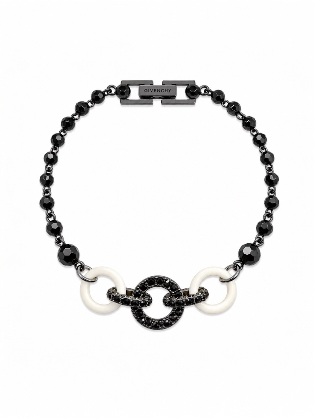 Givenchy White Black Rhinestone Circle bracelet.